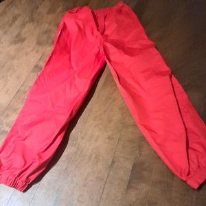 Red kids splash water rain pants size 10 elastic waist unisex MEC